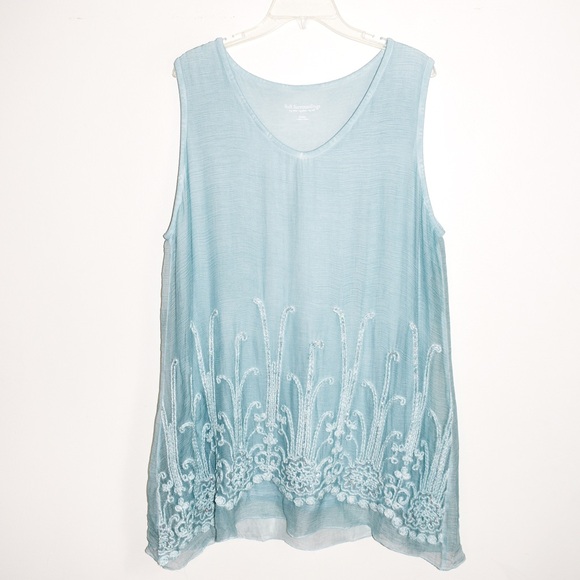 Soft Surroundings Tops - Soft Surroundings Silk Romance Top Light Blue